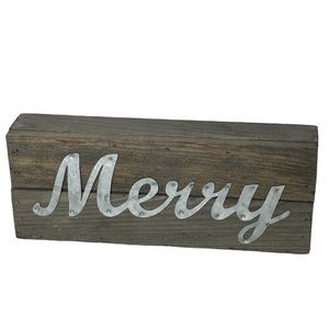 "Merry" Rustic Wood Box Silver Metal Christmas Home Decor Sign Nordstrom